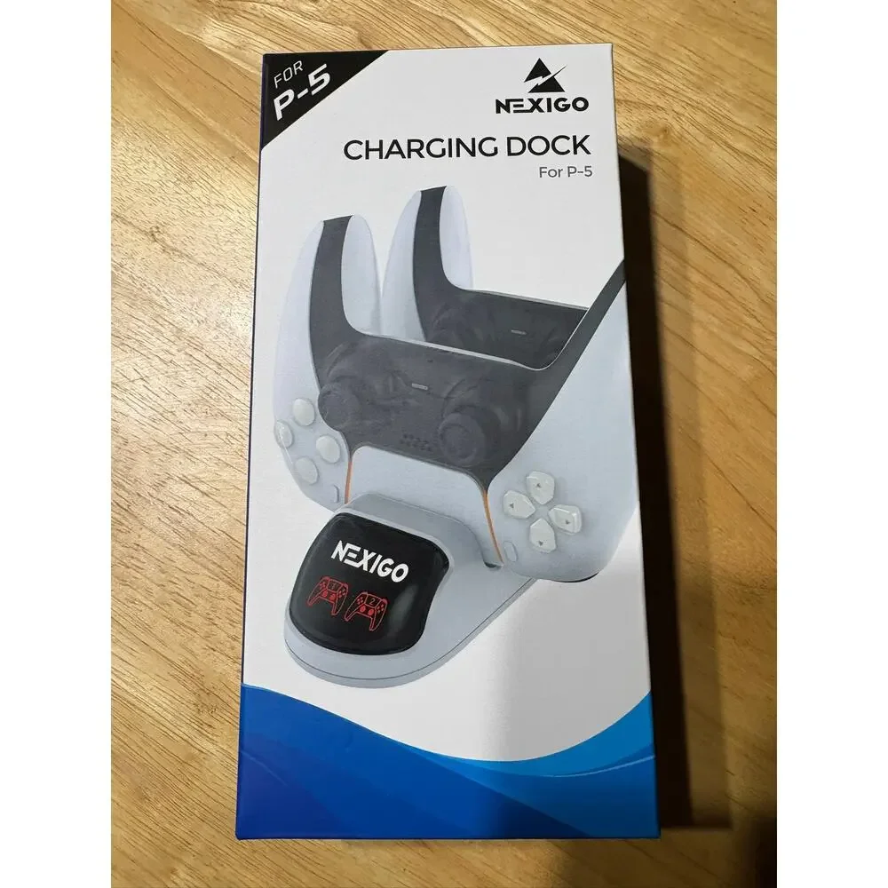 NexiGo Dual Charging Station Dock for PS5 DualSense Controller White for P-5